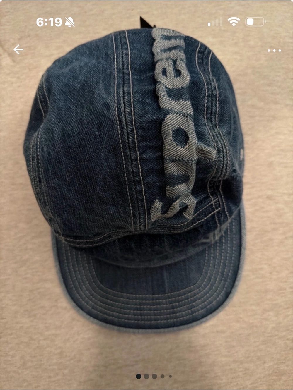 Supreme Denim Cap with Embroidered logo Front Detail